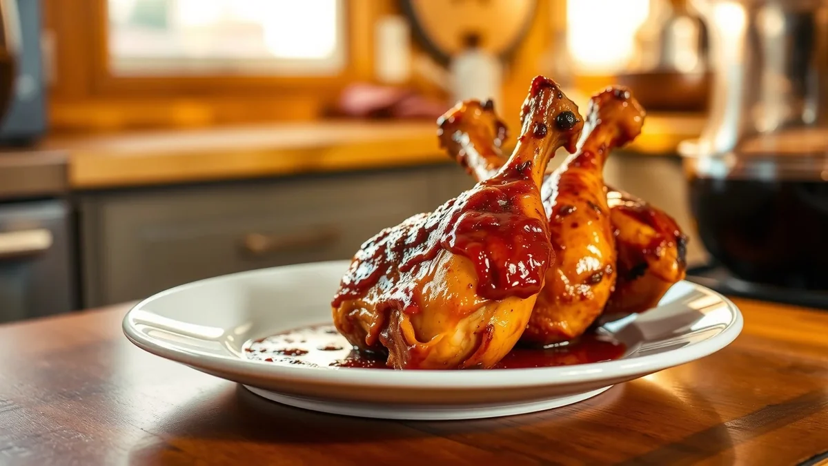 BBQ Chicken Legs in Oven recipe by Chef Mia, photographed in a natural light Texas kitchen