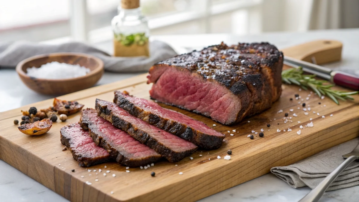 Beef Cross Rib Steak recipe by Chef Mia, photographed in a natural light Texas kitchen