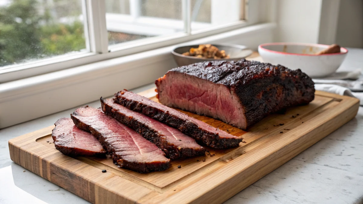 Big Green Egg Beef Ribs recipe by Chef Mia, photographed in a natural light Texas kitchen