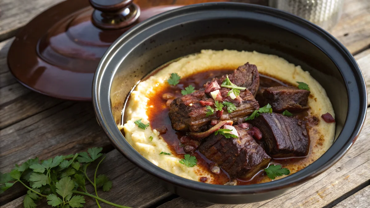 Boneless Beef Short Ribs Slow Cooker recipe by Chef Mia, photographed in a natural light Texas kitchen