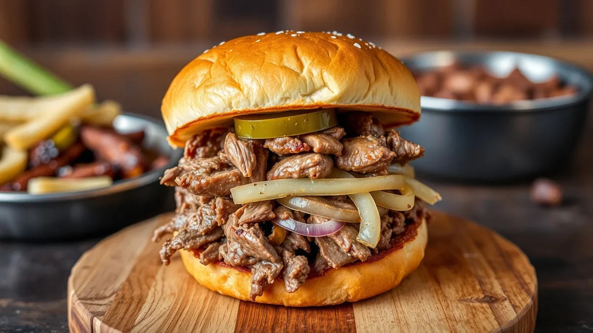 Chopped Beef Sandwich recipe by Chef Mia, photographed in a natural light Texas kitchen