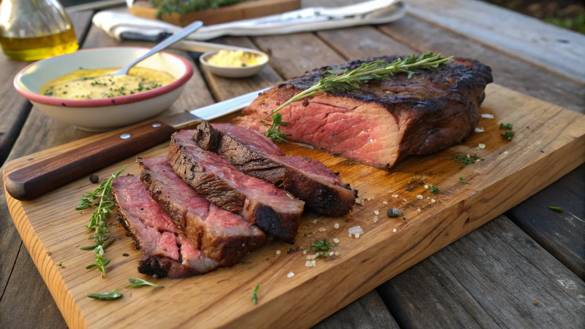 Cowboy Cut Ribeye recipe by Chef Mia, photographed in a natural light Texas kitchen