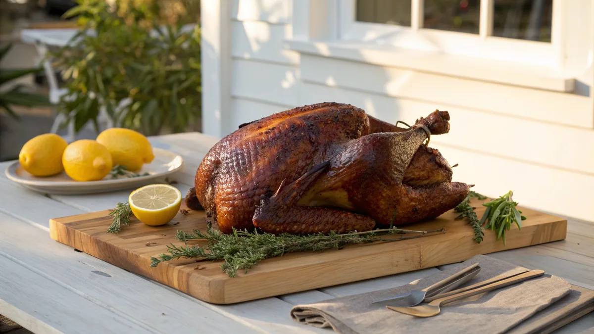Deep Fried Turkey recipe by Chef Mia, photographed in a natural light Texas kitchen