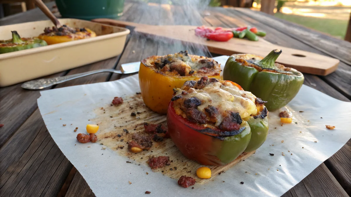 Grilled Stuffed Bell Peppers recipe by Chef Mia, photographed in a natural light Texas kitchen