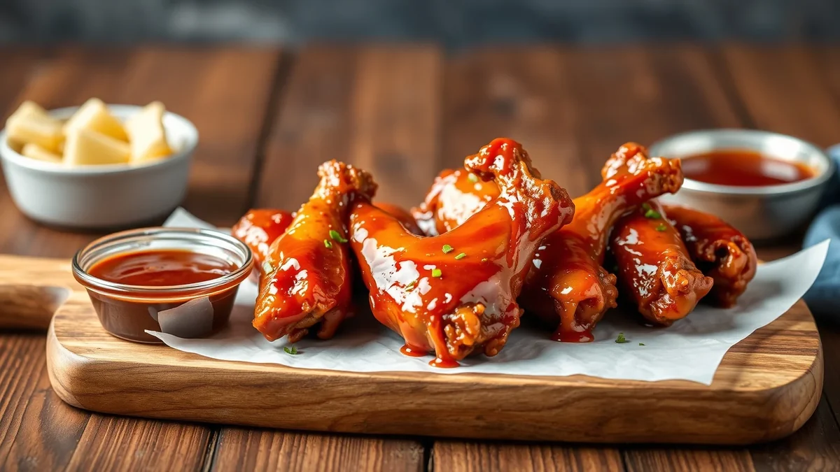 Honey BBQ Wings recipe by Chef Mia, photographed in a natural light Texas kitchen