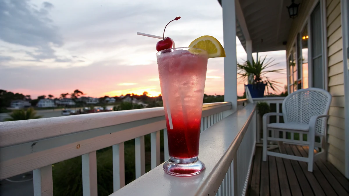 Pink Sunset Drink recipe by Chef Mia, photographed in a natural light Texas kitchen