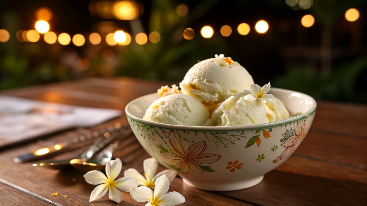 Sampaguita Ice Cream Recipe served on a Texas kitchen counter in natural daylight