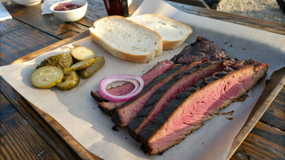 Texas BBQ Brisket recipe by Chef Mia, photographed in a natural light Texas kitchen