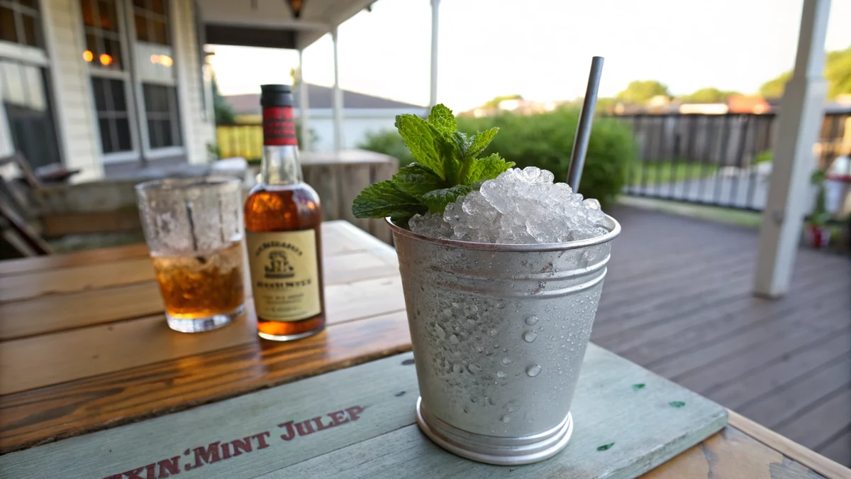 Texas Mint Julep recipe by Chef Mia, photographed in a natural light Texas kitchen
