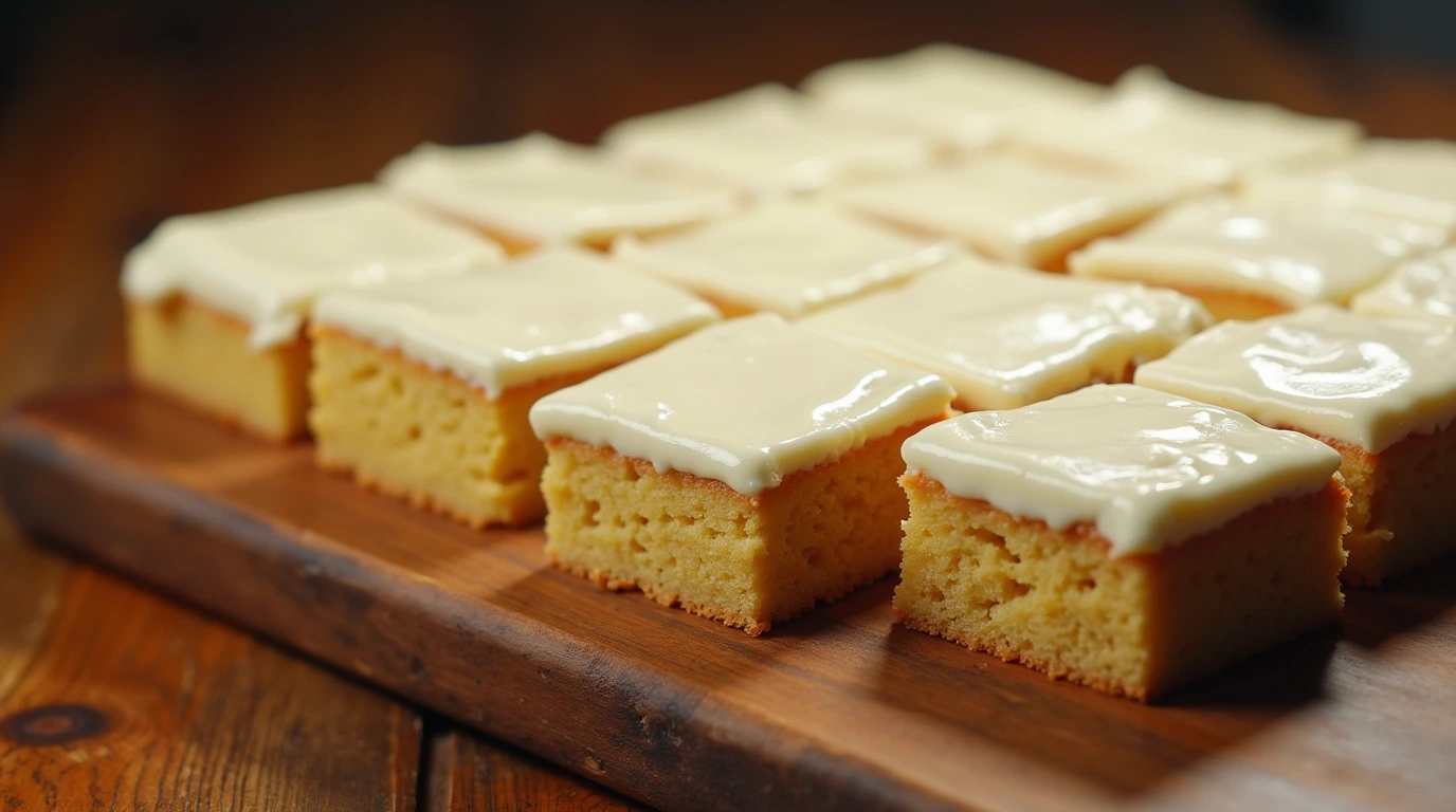 Delicious homemade Texas Sheet Cake with buttermilk, cut into squares