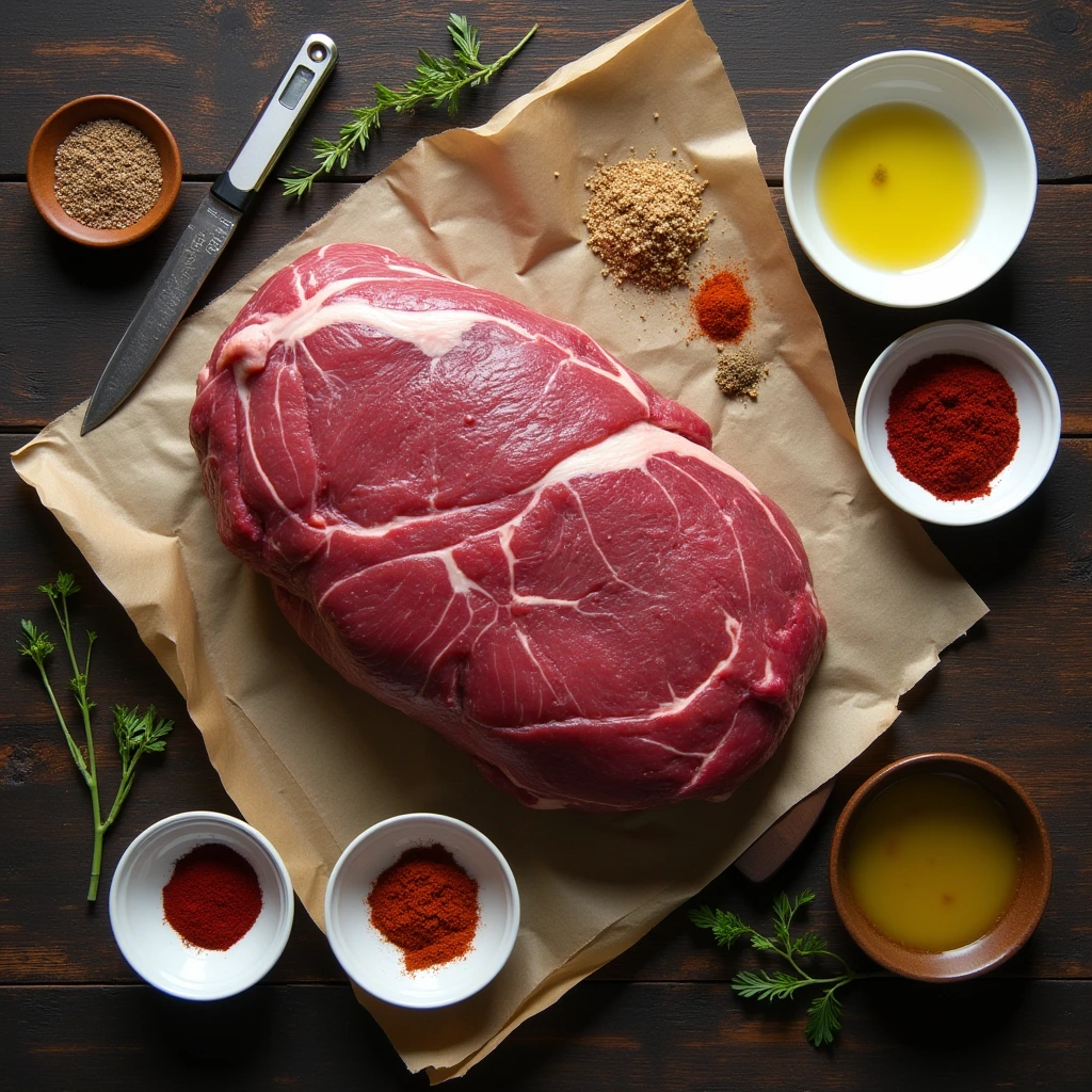 All Ingredients and Equipment for Chipotle Smoked Brisket