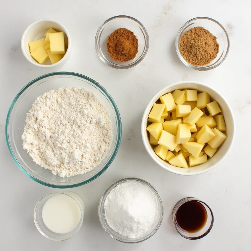 Flat lay of all ingredients for apple cinnamon pop tarts