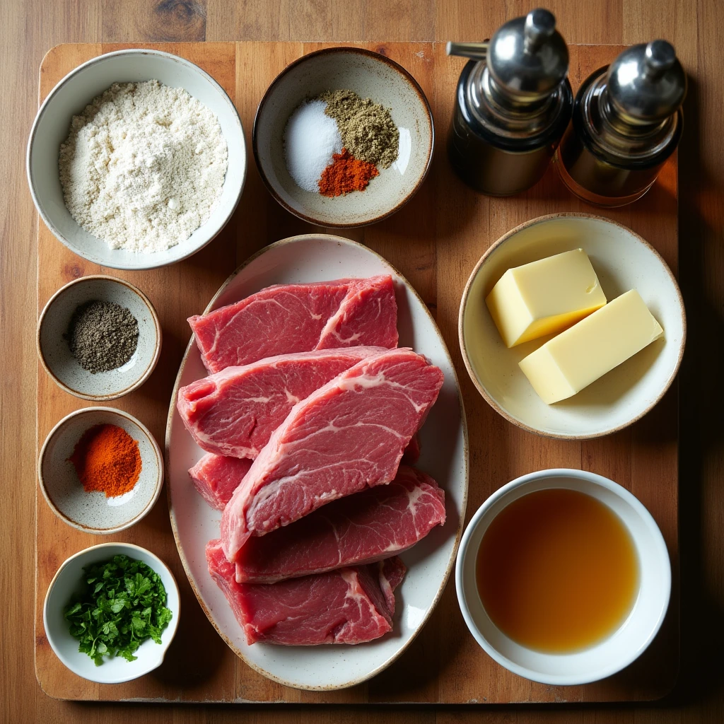 Ingredients for deer meat cube steak recipe