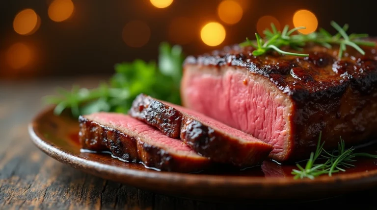 Delicious, tender slow cooker beef rib steak served on a plate