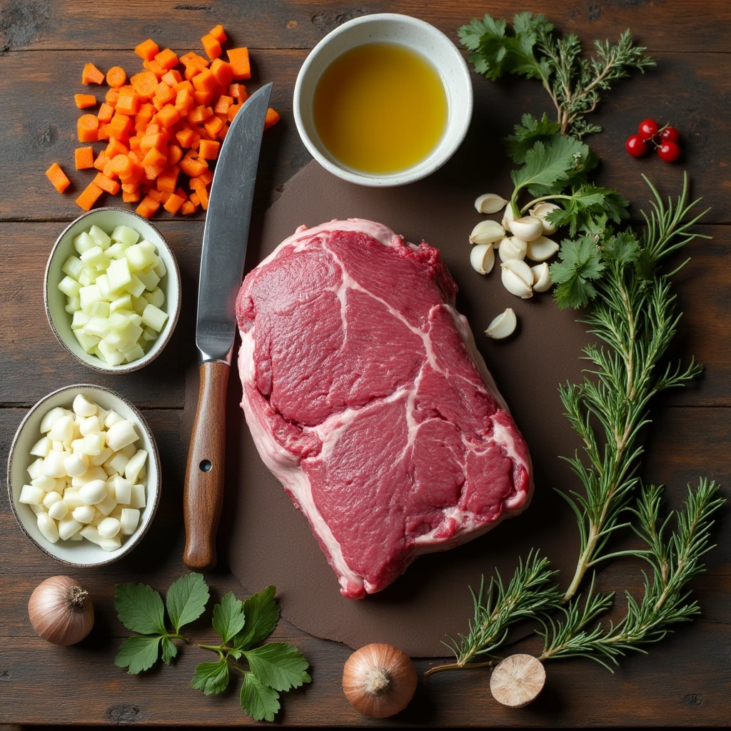 Ingredients for slow-roasted silverside beef recipe