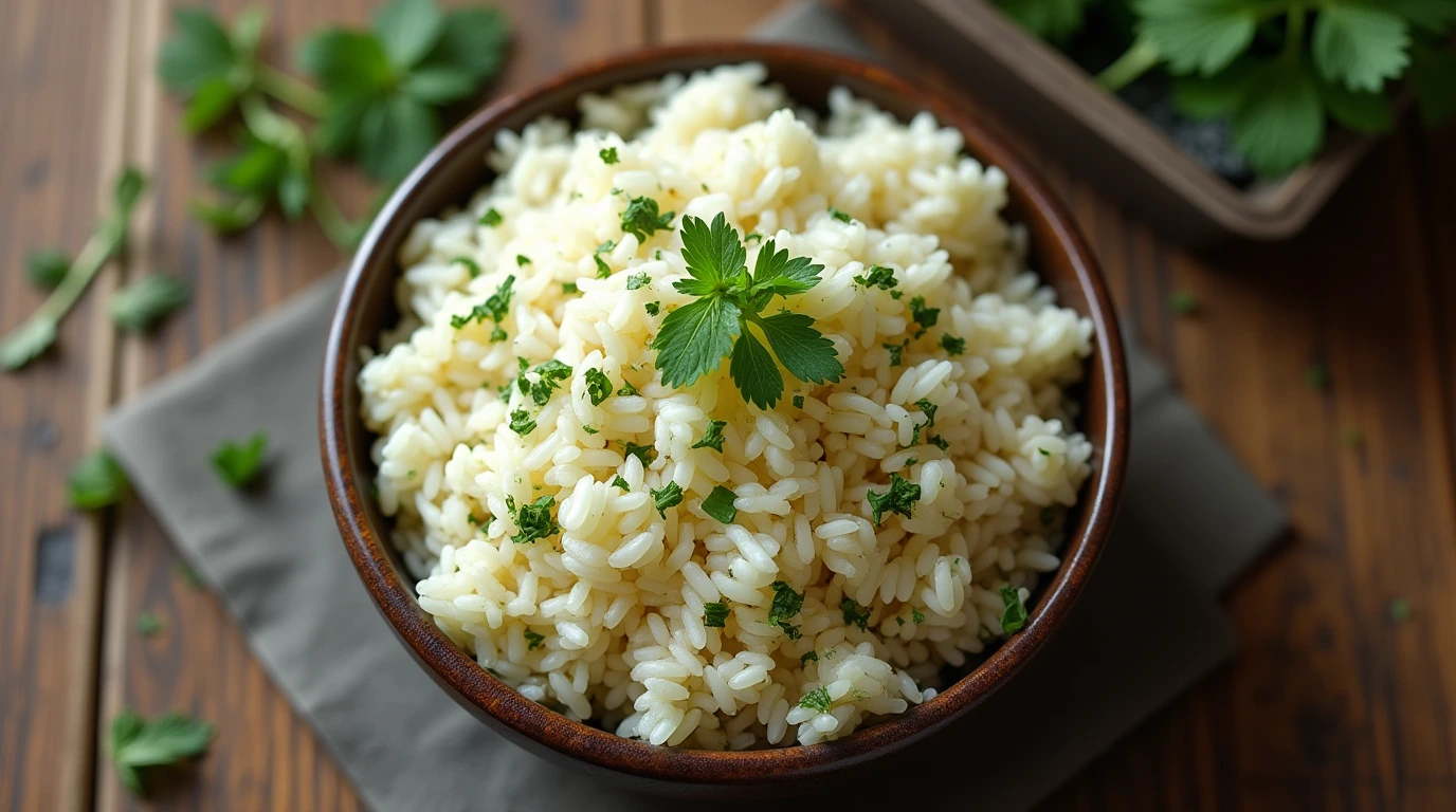 Bowl of Fluffy Herb-Infused Rice