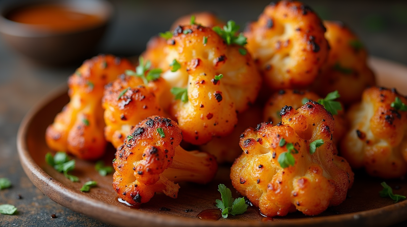 Roasted cauliflower florets with sauce