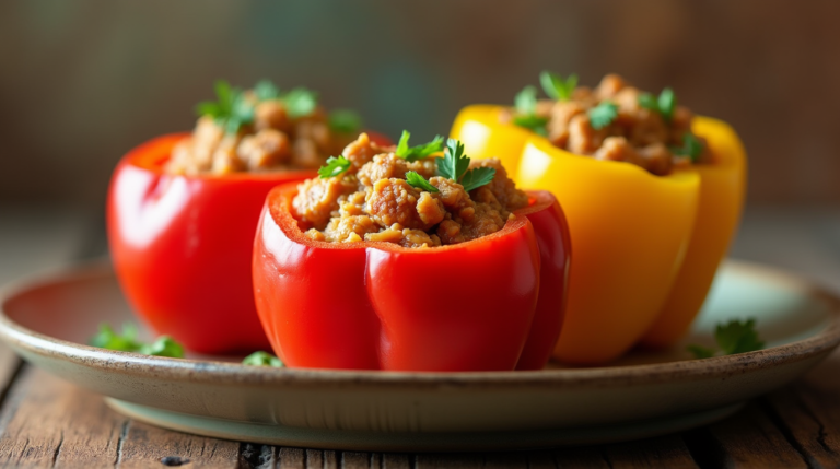 Finished stuffed bell peppers