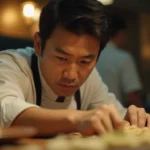 Close-up portrait of chef Charles Phan in his kitchen