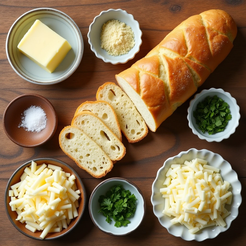 Ingredients for Cunetto's garlic cheese bread recipe