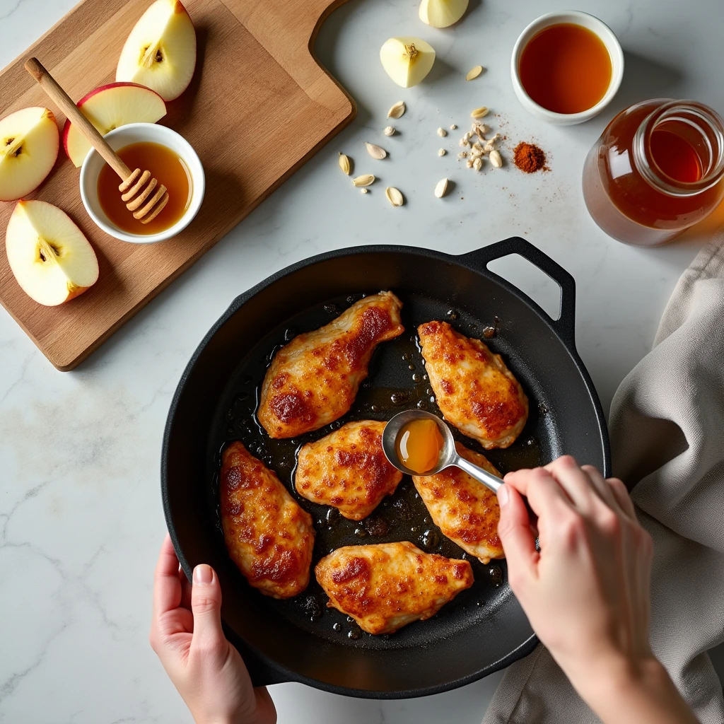 Preparation steps for apple honey glazed chicken tenders recipe