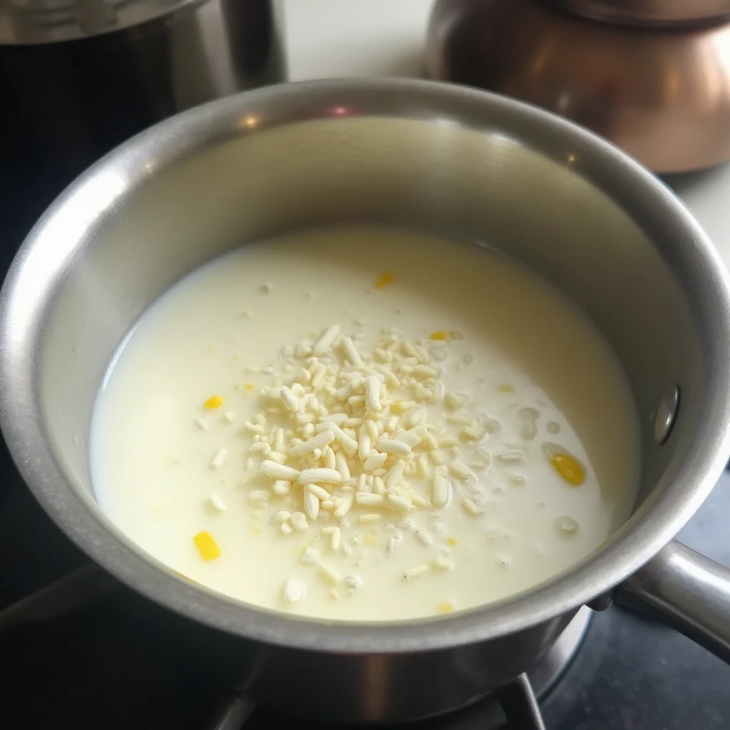 Sampaguita flowers steeping in milk and cream for infusion