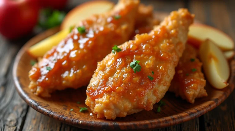 Apple and honey-glazed chicken tenders with caramelized apples