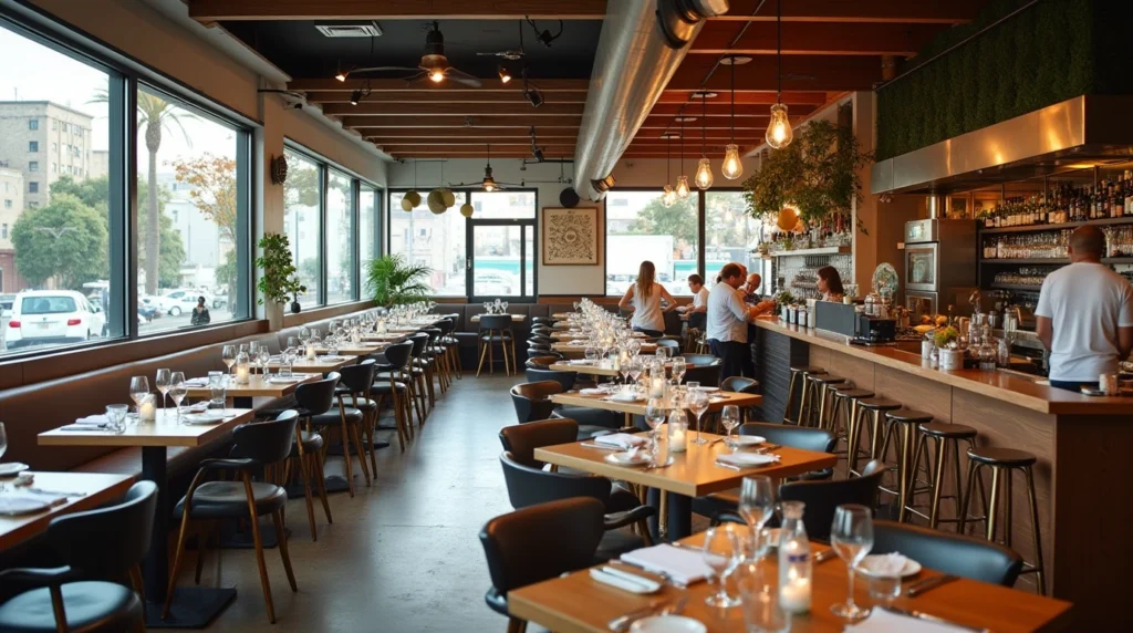 Interior of The Slanted Door restaurant in San Francisco