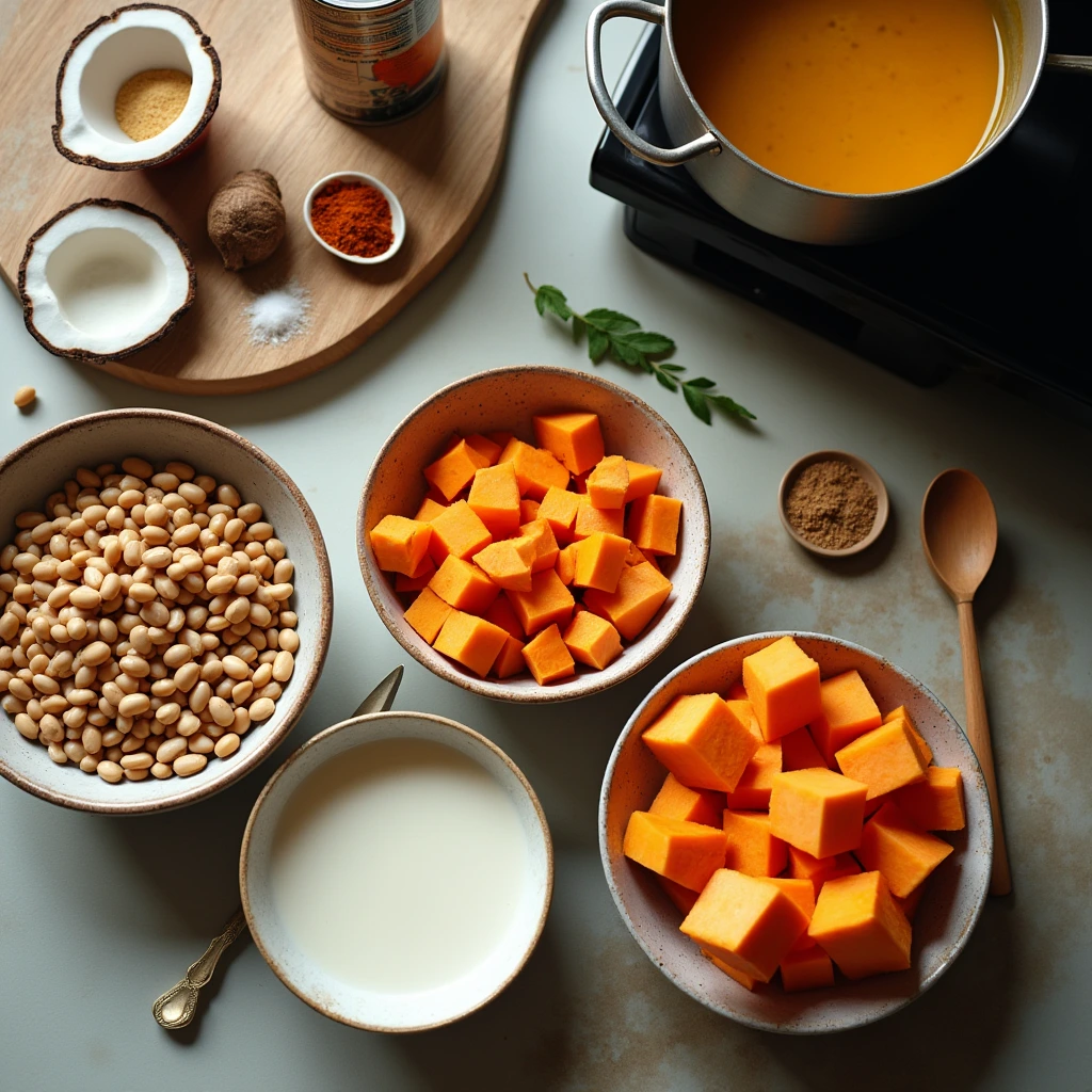 Preparation steps for making vegan Vietnamese sweet soup